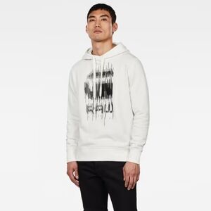 G-Star RAW White Graphic 8 Hooded Sweater Sound Effect Vertical PrintSize L NWT